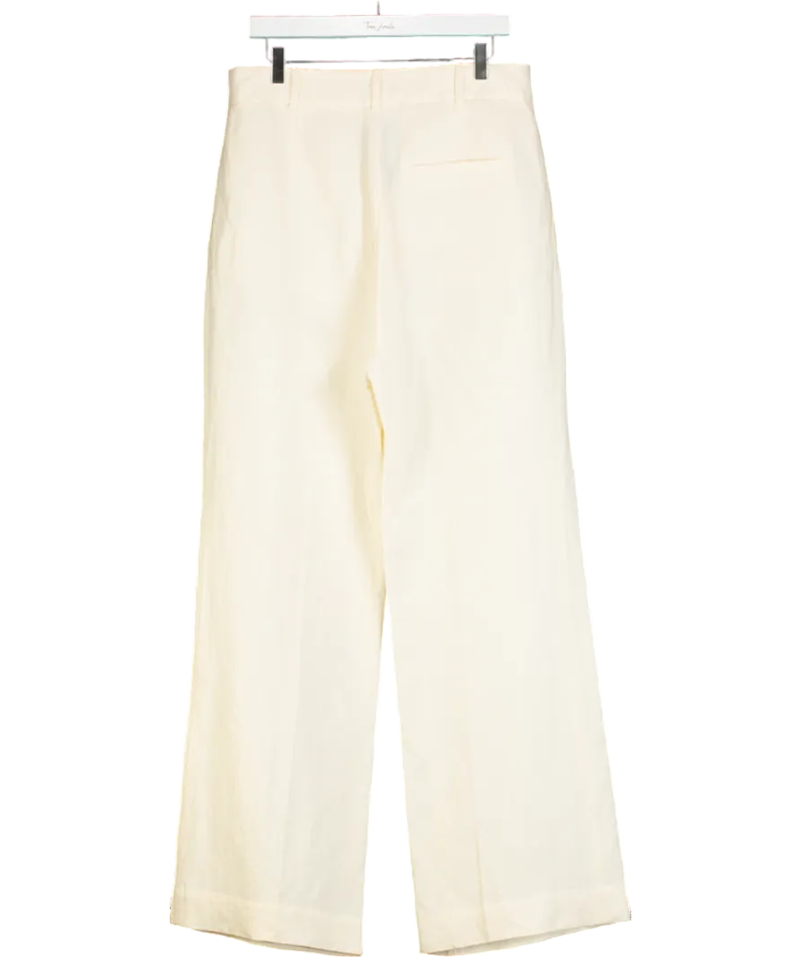 & Other Stories Cream High Waist Silk Trousers UK 16