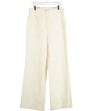 & Other Stories Cream High Waist Silk Trousers UK 16