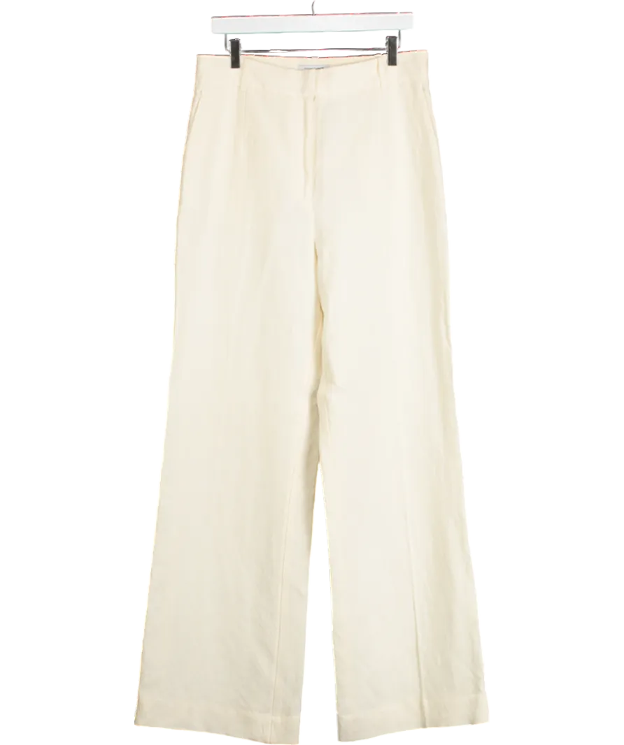 & Other Stories Cream High Waist Silk Trousers UK 16