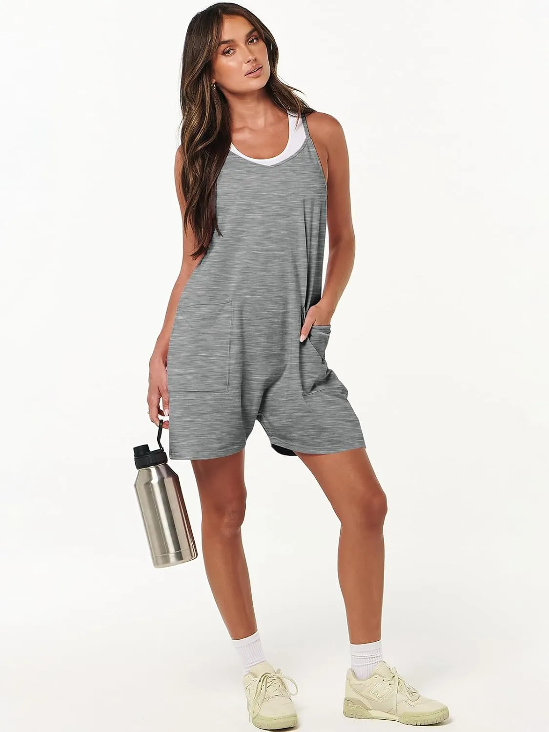 Caracilia Romper for Women Summer Casual Sleeveless Loose Overall Spaghetti Strap Shorts Jumpsuit 2025 Beach Vacation Outfits