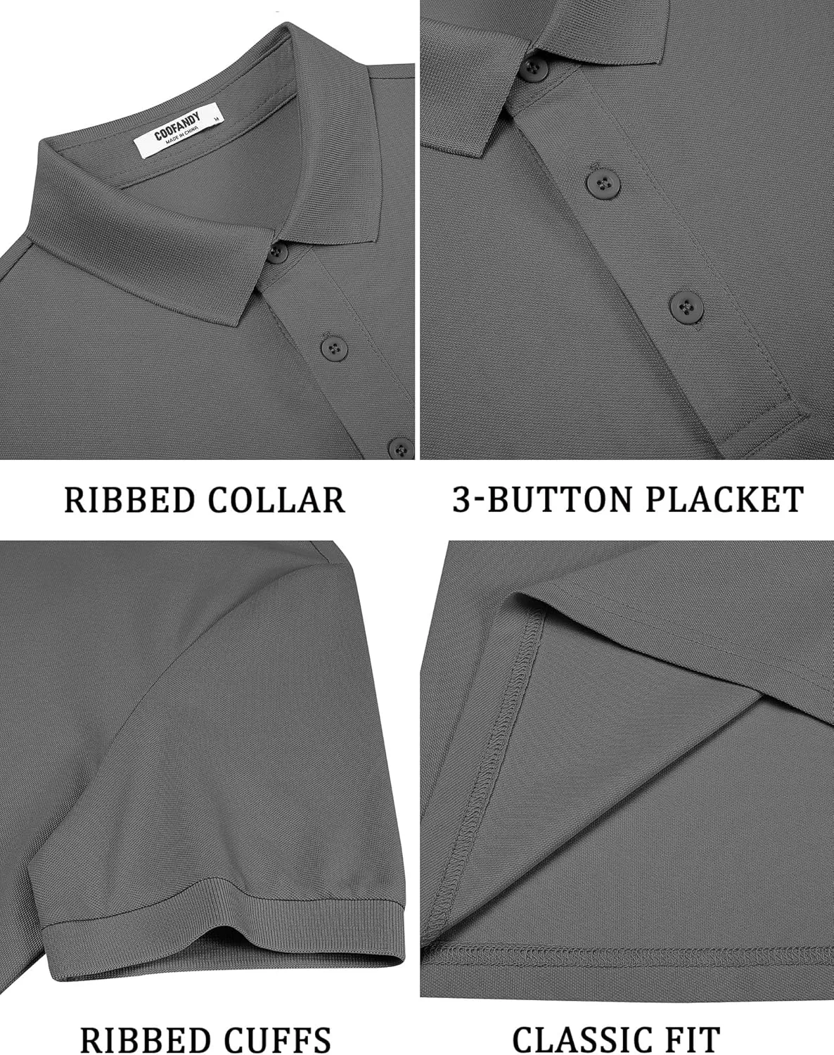 COOFANDY Men's Cotton Pique Polo Shirts Short Sleeve Golf Shirts Basic Casual Collared T-Shirt