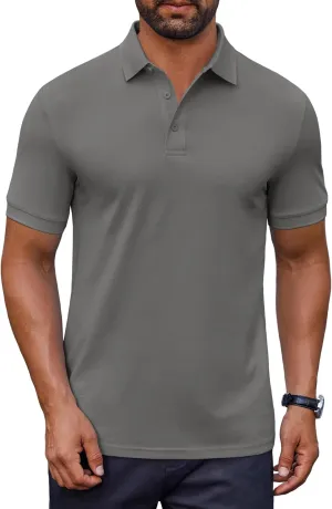 COOFANDY Men's Cotton Pique Polo Shirts Short Sleeve Golf Shirts Basic Casual Collared T-Shirt