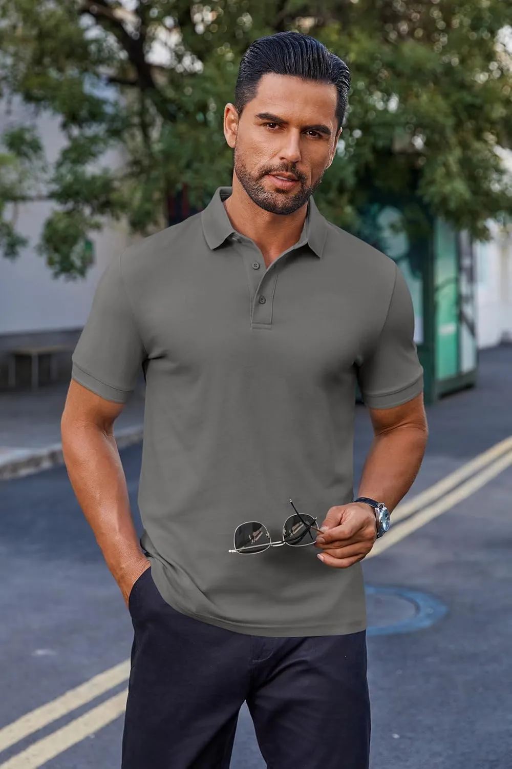 COOFANDY Men's Cotton Pique Polo Shirts Short Sleeve Golf Shirts Basic Casual Collared T-Shirt
