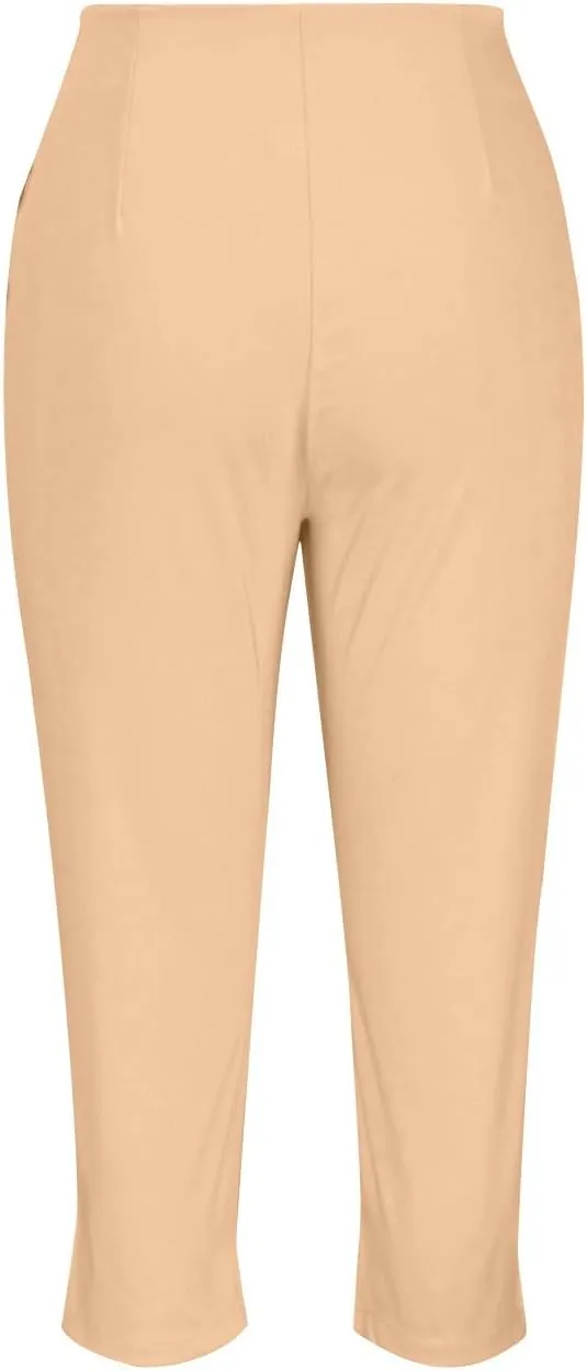 Hvyesh Womens Business Casual Capri Pants Summer Trendy 2025 Pleated High Waisted Capris for Women Wide Leg
