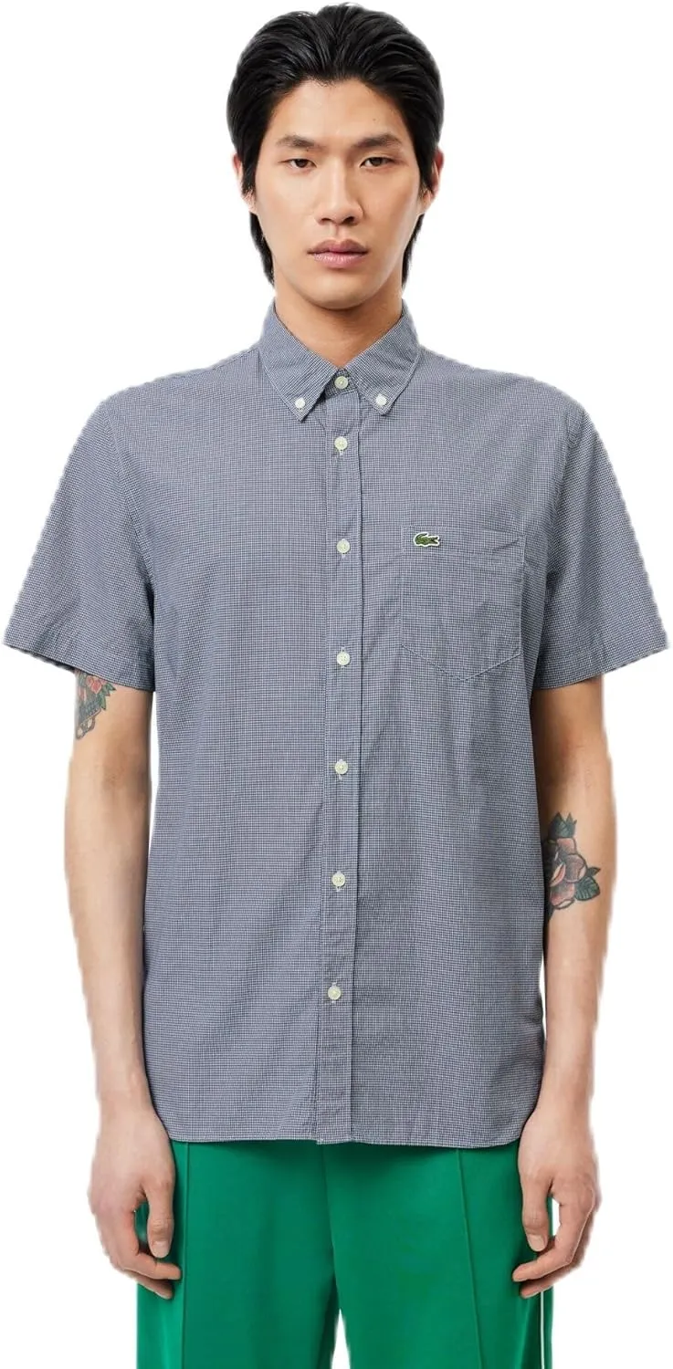 Lacoste Men's Short Sleeved Regular Fit Gingham Print Shirt