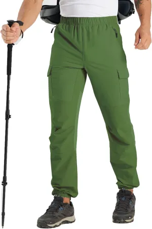 Mens Hiking Pants Cargo Sweatpant with Zipper Pocket Stretch Tactical Trousers Jogger Pant for Travel