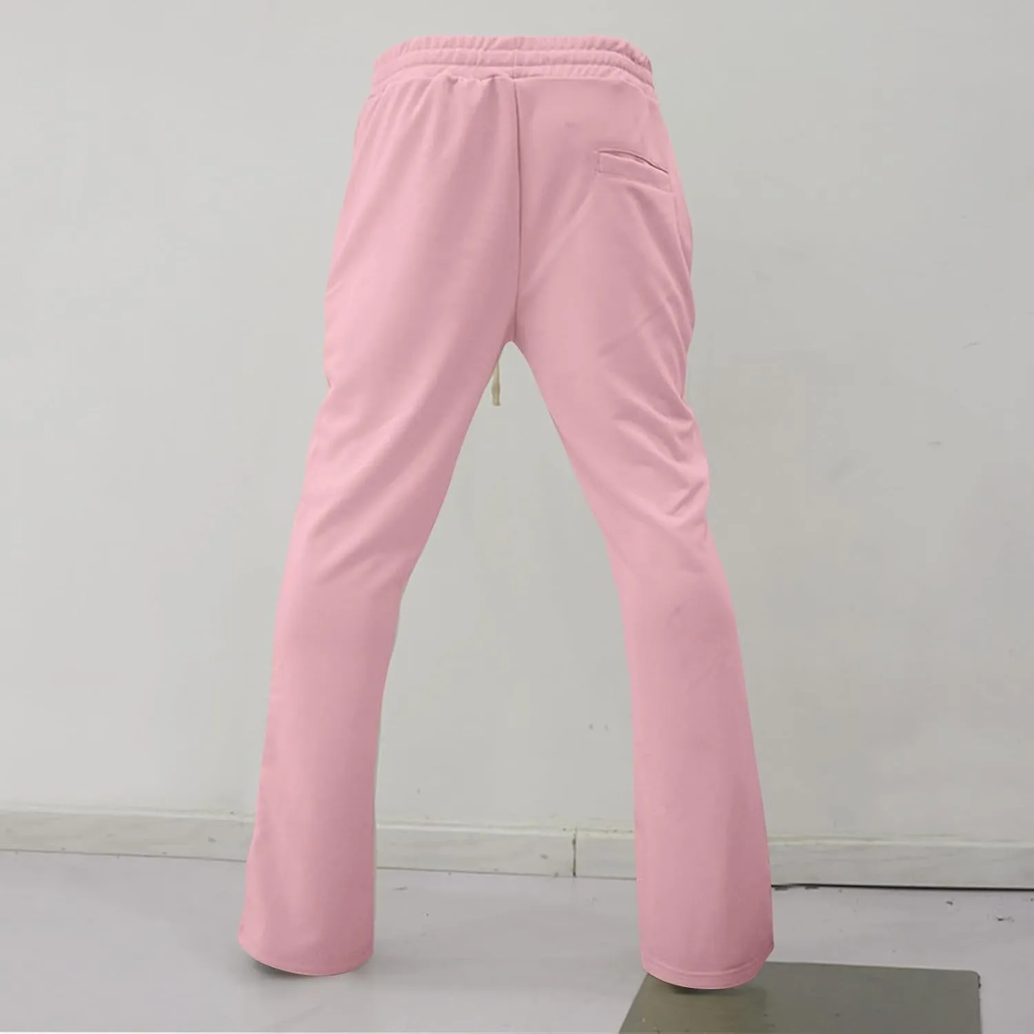 Mens Stacked Flared Joggers Open Front Drawstring Waist Sweatpants Casual Sport Athletic Pants with Pockets