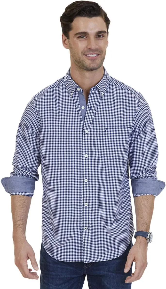 Nautica Men's Classic Fit Stretch Solid Long Sleeve Button Down Shirt