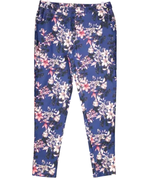 New Look Blue Cropped Floral Trousers UK 12