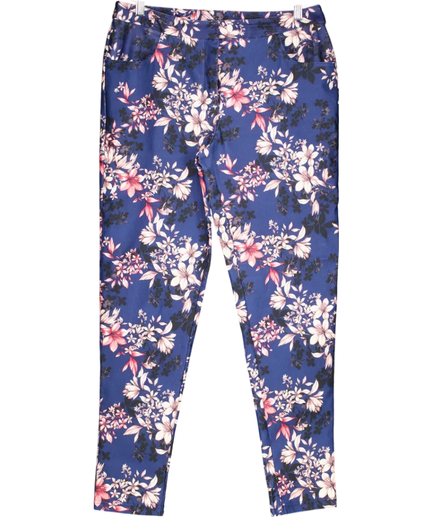 New Look Blue Cropped Floral Trousers UK 12