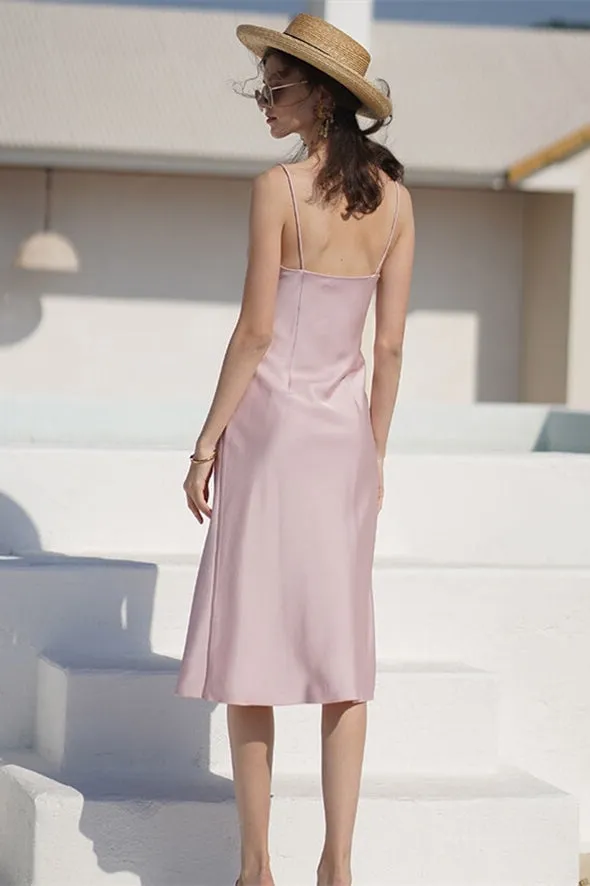 Pink Knee Length Slip Dress