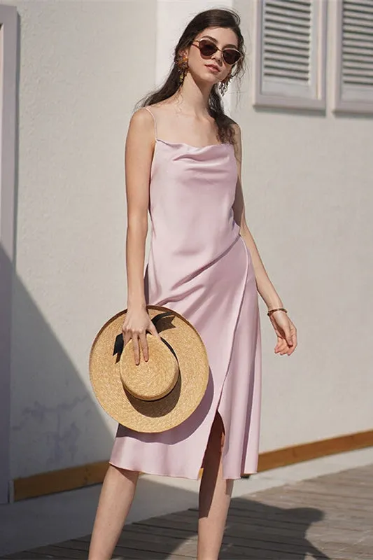Pink Knee Length Slip Dress