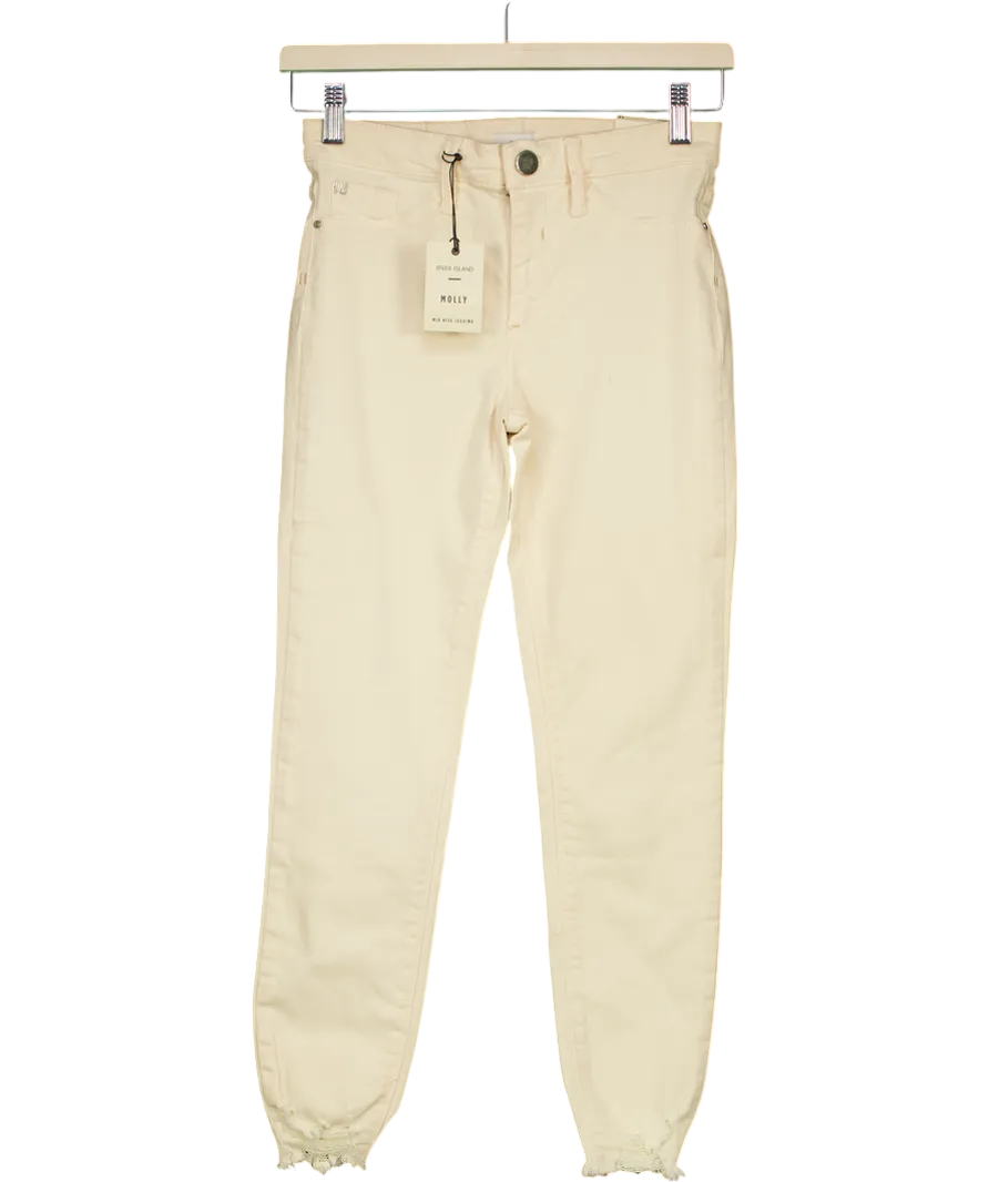 River Island Cream Molly Mid Rise Capri Jegging Petite UK 8