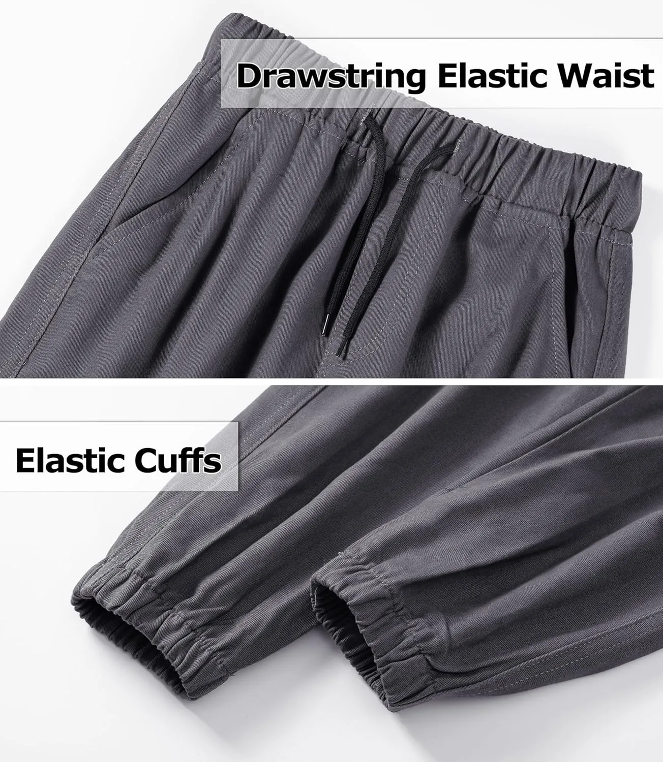TLAENSON Boys Cargo Joggers Pants Elastic Waist Casual Jogging Trousers Bottom for Kids 6-16 Years