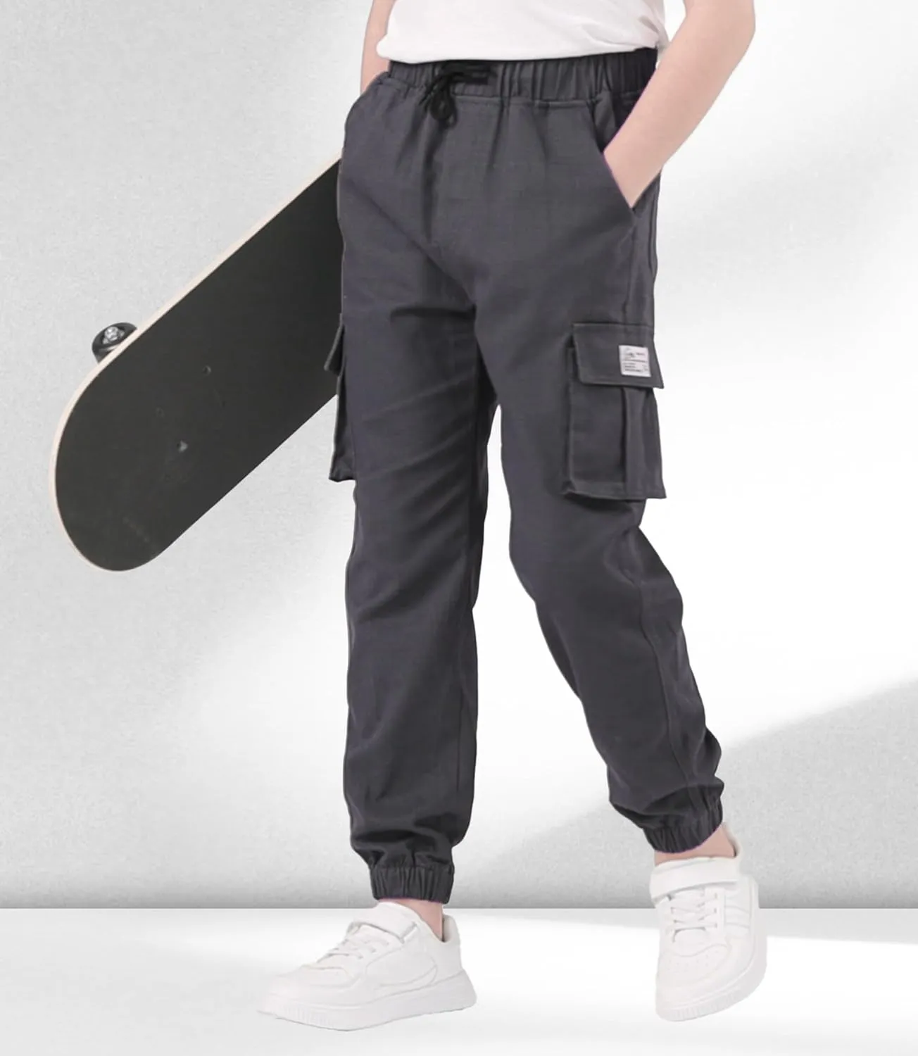 TLAENSON Boys Cargo Joggers Pants Elastic Waist Casual Jogging Trousers Bottom for Kids 6-16 Years